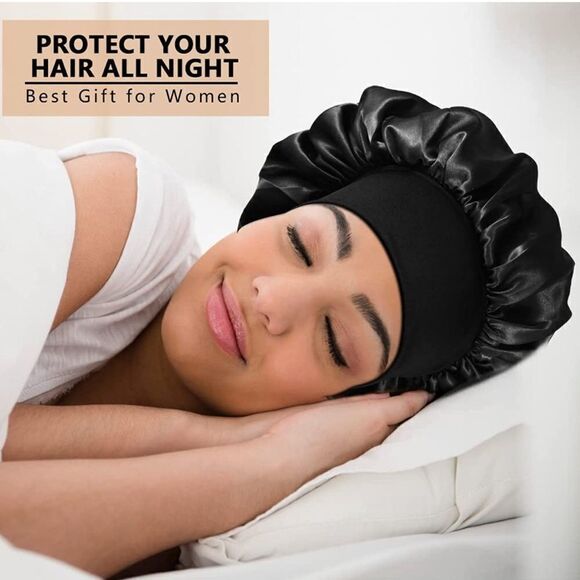 2pc Solid Color Hair Bonnet - Picture 5 of 6